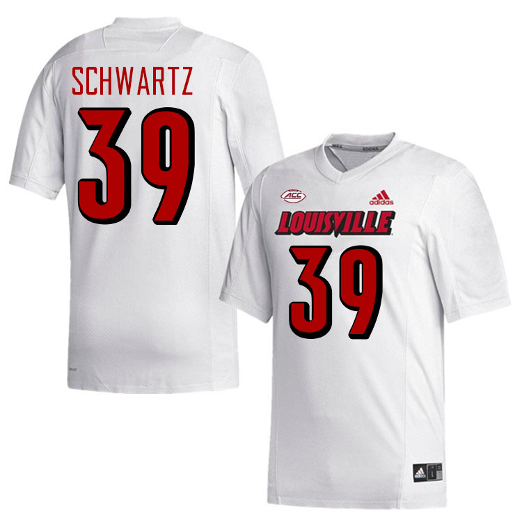 Men #39 Carter Schwartz Louisville Cardinals College Football Jerseys Stitched-White